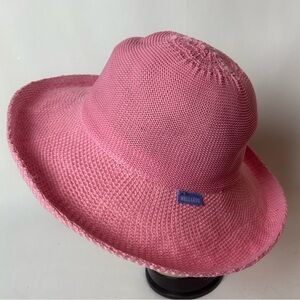 Wallaroo Hat Company Victoria Pink Sun Hat Packable Travel Beach Poly Straw